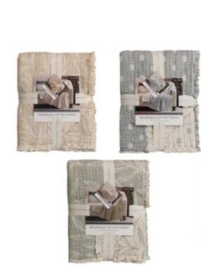 Reversible Cotton Throw Blanket 50x70 , Brand New
